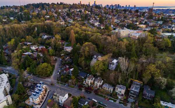 Aerial View of the Baymont Townhomes and Downtown Seattle