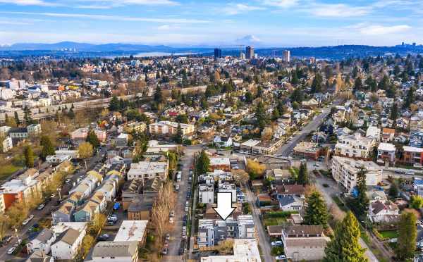 Aerial View of the Bloom Townhomes and Mt. Rainier