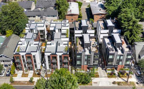 Aerial View of the Core 6.1 and Core 6.2 Townhomes by Isola Homes