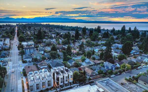 Aerial View of the Ryden Townhomes and the Sound