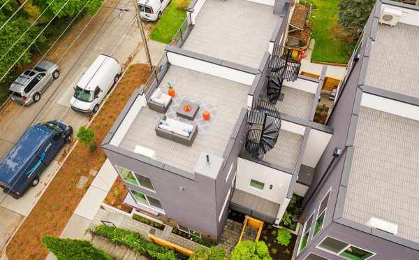 Aerial View of the Roof Decks at 5111F Ravenna Ave NE