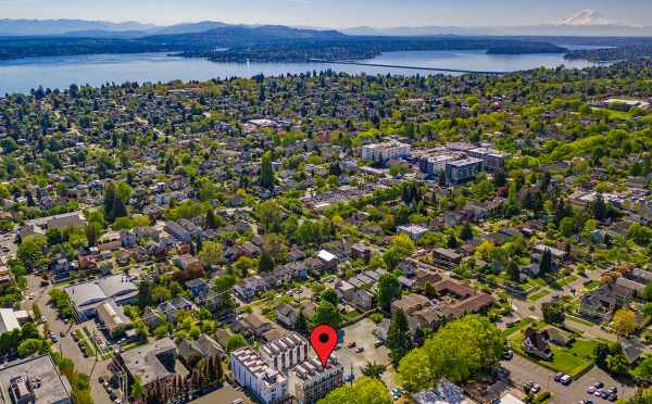Aerial View Showing Avani Townhomes in Relation to Lake Washington