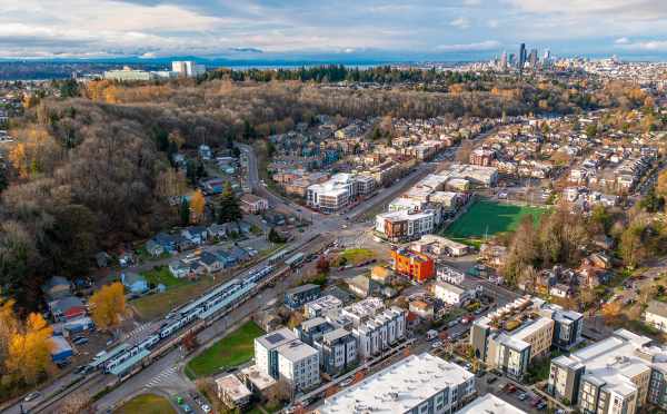 Aerial View of the Sterling Townhomes and Downtown Seattle