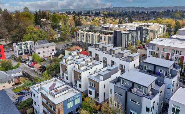 Aerial View of the Lana Townhomes with Downtown Bellevue in the Backgrounj