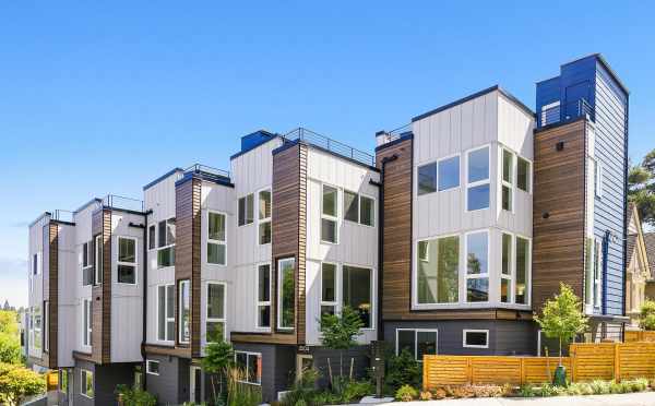 Exterior of the Baymont Townhomes, by Isola Homes, at Everett and Boyer in Montlake