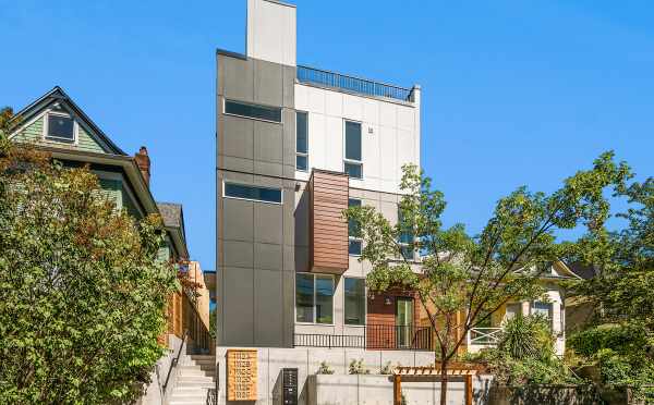 Front Exterior of Centro Townhomes by Isola Homes in Seattle