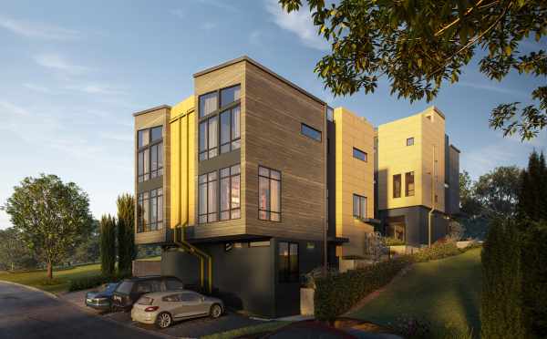 Rendering of the Back of the Lochlan Townhomes in Crown Hill