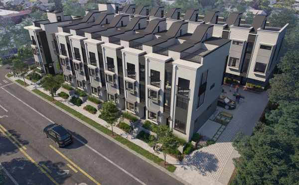 Rendering of the Aerial View of The Peaks at Phinney Ridge by Isola Homes