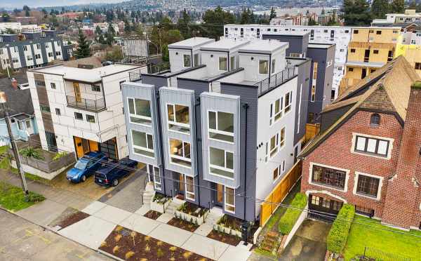 Aerial Exterior View of the Townhomes of Sunstone at Fremont by Isola Homes