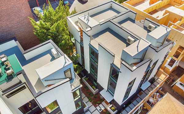 Drone View of the Decks of The Wyn Townhomes