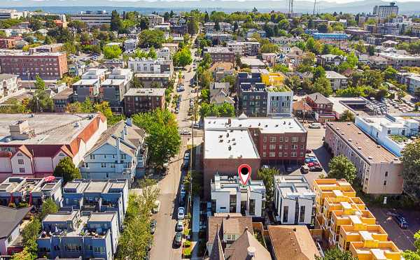 Aerial View of The Wyn Townhomes Looking East