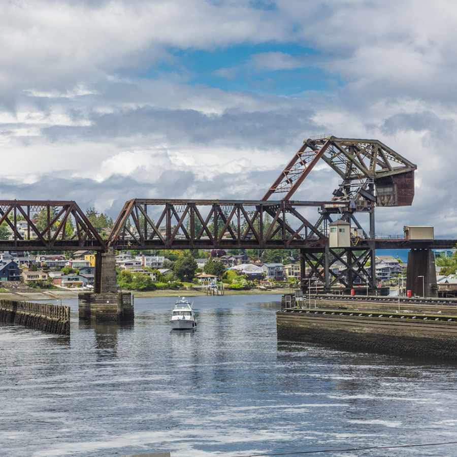 Boat Traveling Through the Ballard Locks