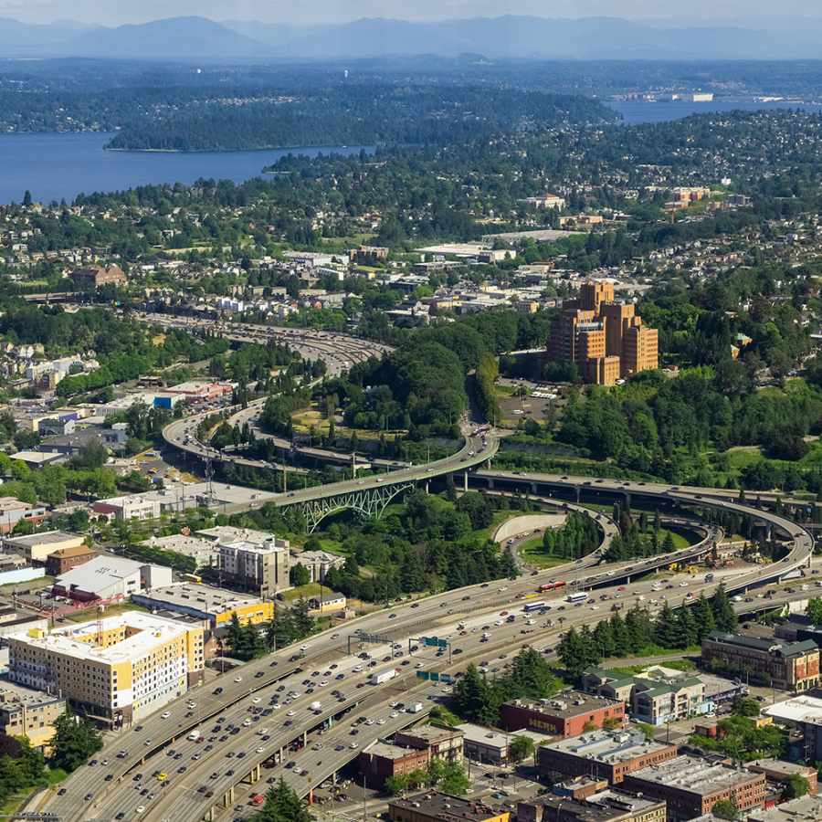 Aerial View of Beacon Hill, Mt Baker, Columbia City, and Seward Park